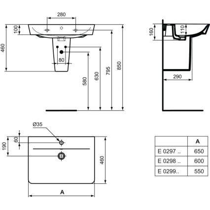 Ideal Standard E029901 - Lavatório suspenso CONNECT AIR 55x46 cm cerâmica/branca