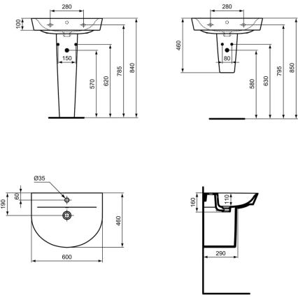 Ideal Standard E069401 - Lavatório suspenso CONNECT AIR 60x46 cm cerâmica/branco