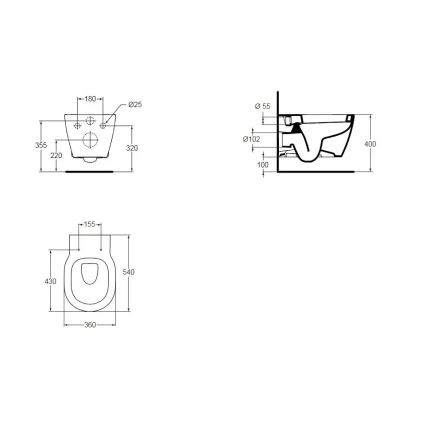 Ideal Standard E823201 - Sanita suspensa CONNECT cerâmica/branca