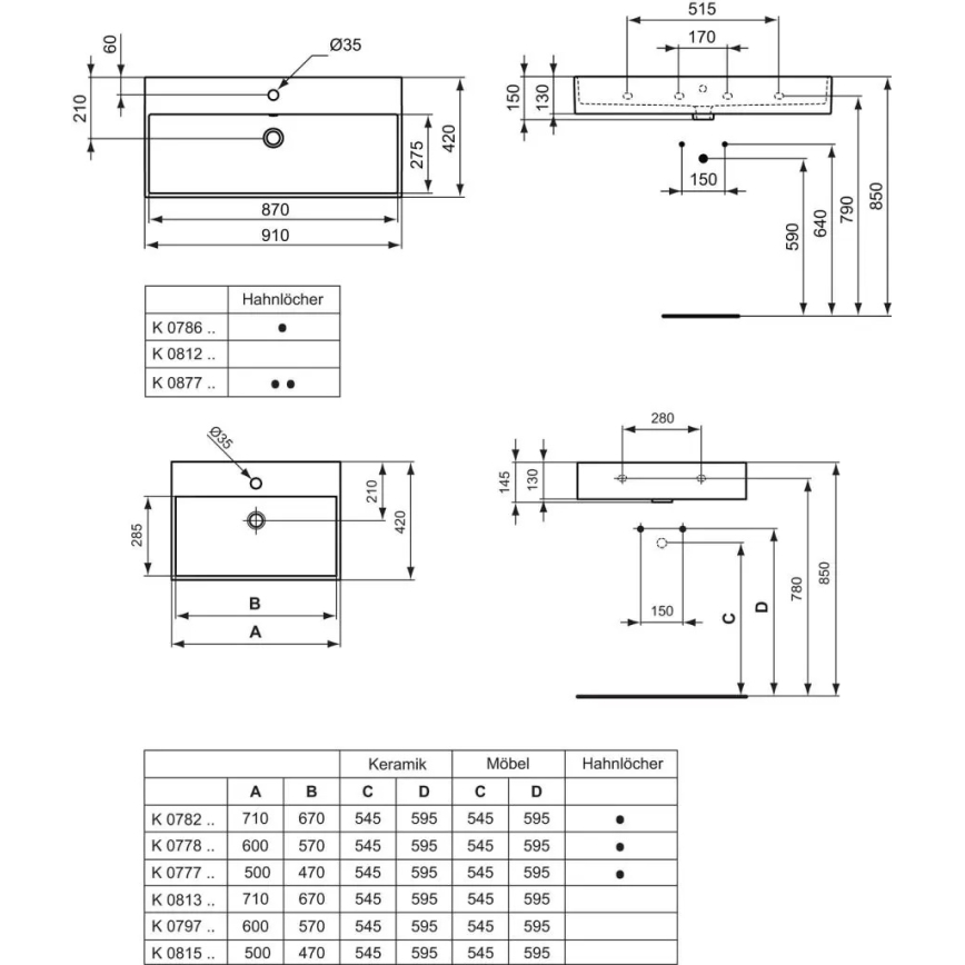 Ideal Standard K077801 - Lavatório suspenso STRADA 60x42 cm cerâmica/branco