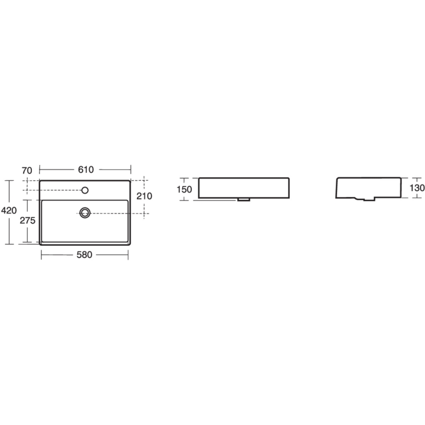 Ideal Standard K078101 - Lavatório de bancada STRADA 60 x 42 cm cerâmica/branco