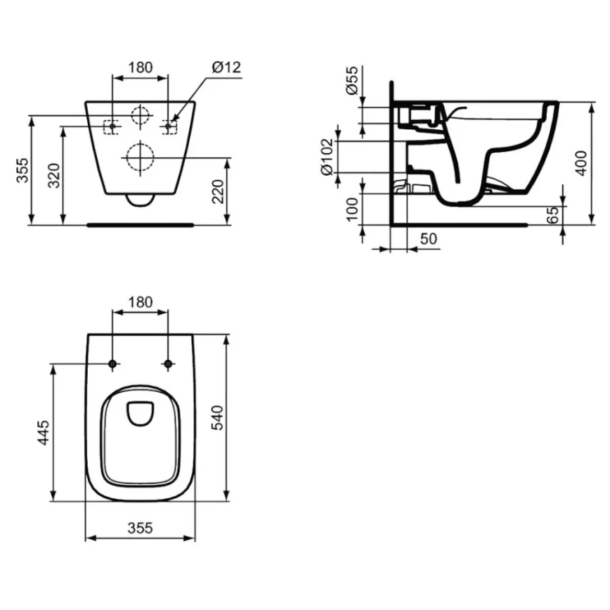 Ideal Standard T461401 - Sanita suspensa Rimless I.LIFE B cerâmica/branco