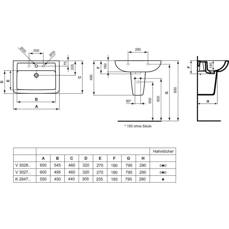 Ideal Standard V302701 - Lavatório suspenso EUROVIT 60x46 cm cerâmica/branco