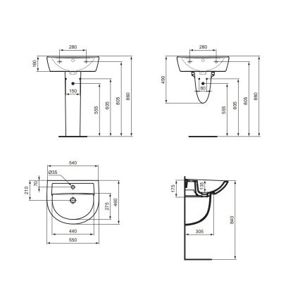 Ideal Standard W332601 - Lavatório suspenso EUROVIT 55x46 cm cerâmica/branco