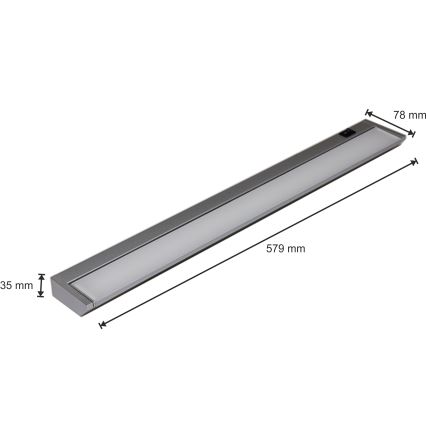Iluminação de armário de cozinha LED LED/10W/230V prata