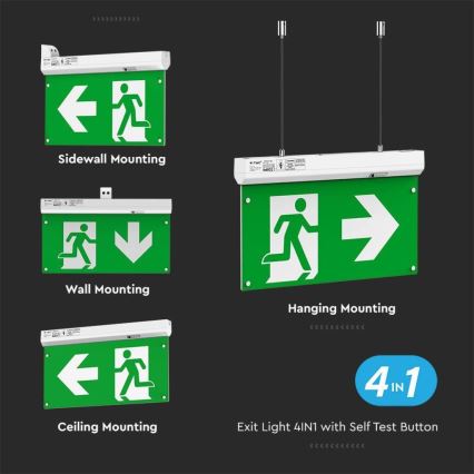Iluminação de emergência LED EMERGENCY EXIT LED/2,5W/230V 4em1 6000K
