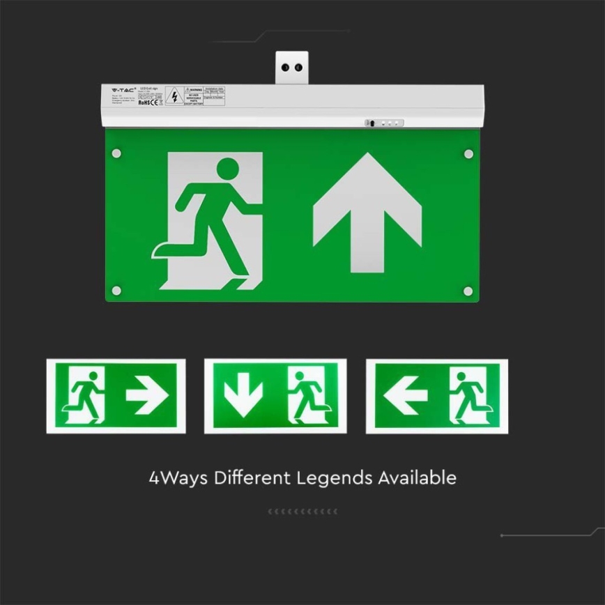 Iluminação de emergência LED EMERGENCY EXIT LED/2,5W/230V 4em1 6000K