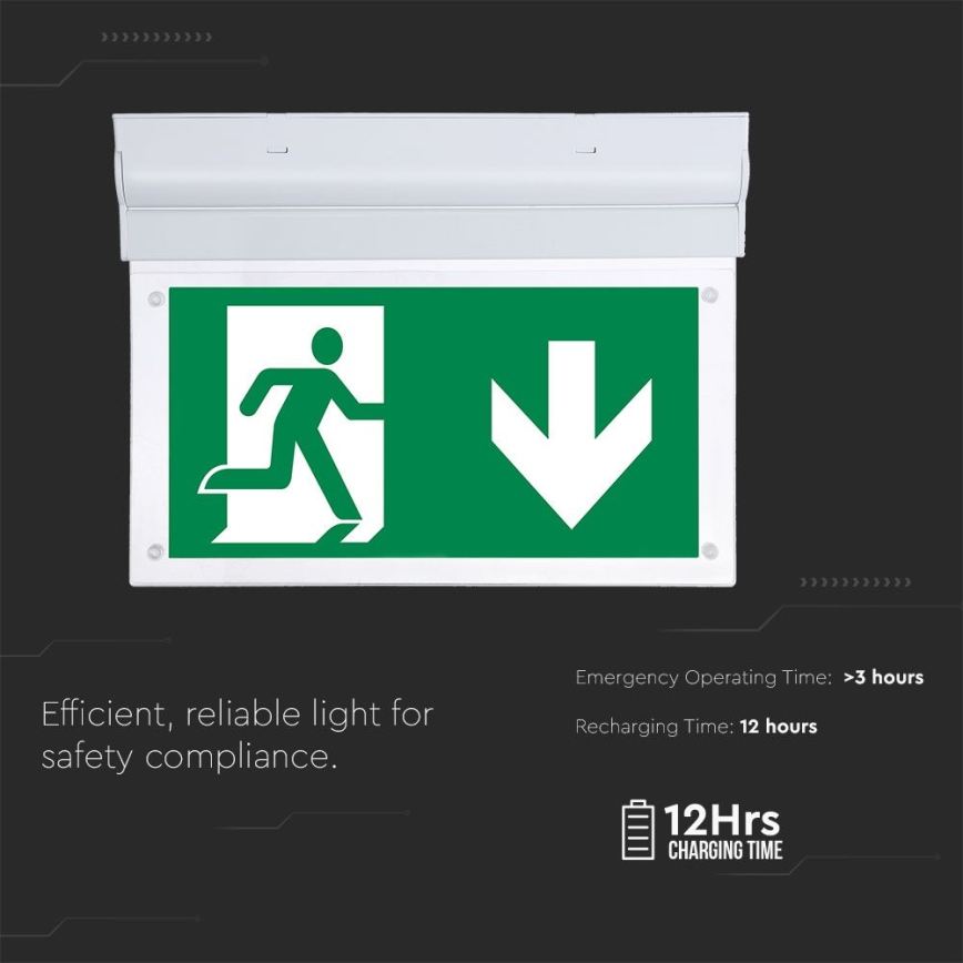 Iluminação de emergência LED EMERGENCY EXIT SAMSUNG CHIP LED/2W/230V 6000K