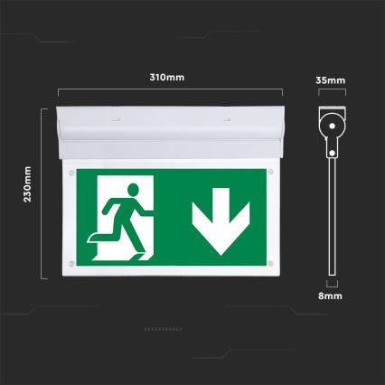 Iluminação de emergência LED EMERGENCY EXIT SAMSUNG CHIP LED/2W/230V 6000K