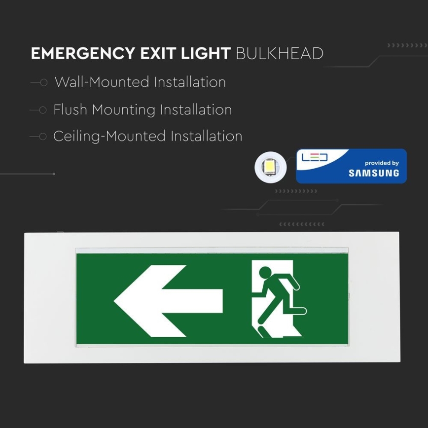 Iluminação de emergência LED EMERGENCY EXIT SAMSUNG CHIP LED/3,8W/230V 6000K