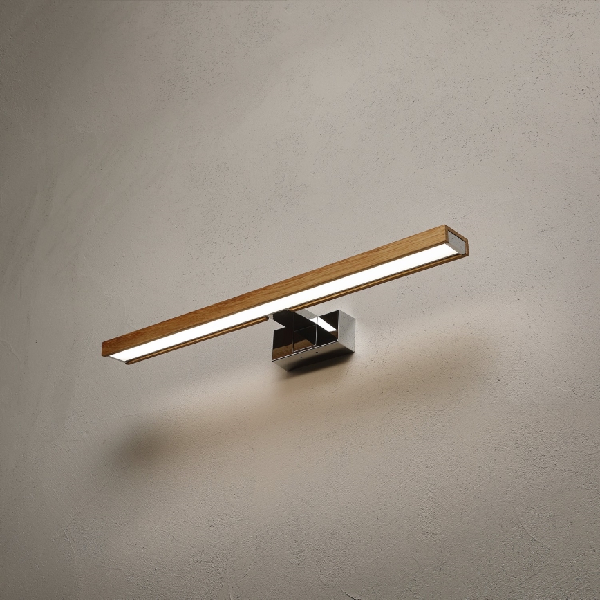 Brilagi - Iluminação LED 3 em 1 para espelho de casa de banho WOODY MIRROR LED/12W/230V 60 cm IP44 cromado brilhante/carvalho