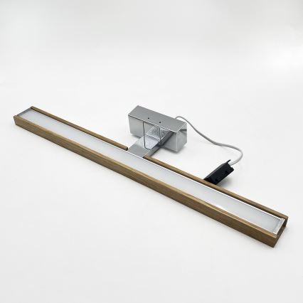 Brilagi - Iluminação LED 3 em 1 para espelho de casa de banho WOODY MIRROR LED/12W/230V 60 cm IP44 cromado brilhante/carvalho