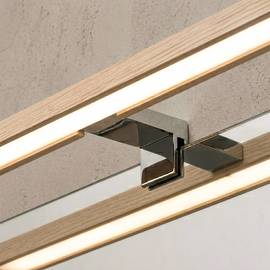 Brilagi - Iluminação LED 3 em 1 para espelho de casa de banho WOODY MIRROR LED/12W/230V 60 cm IP44 cromado brilhante/carvalho