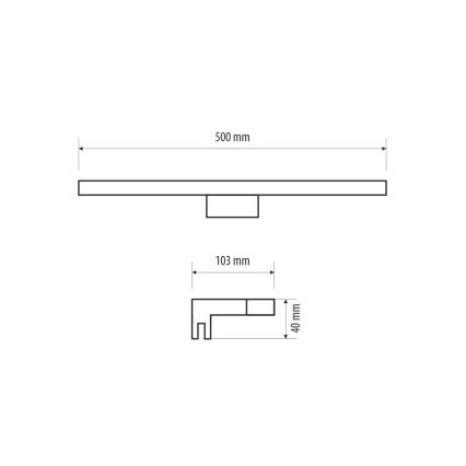Iluminação de espelho para casa de banho LED MIRROR LED/10W/230V 50 cm IP44 preto