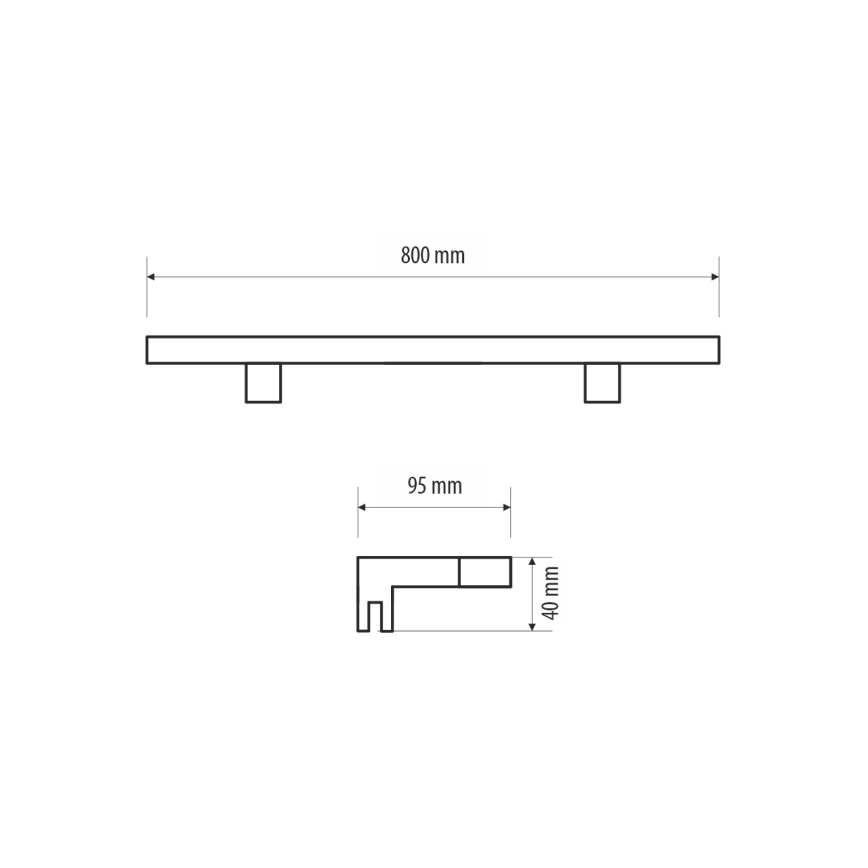 Iluminação de espelho para casa de banho LED MIRROR LED/12W/230V 80 cm IP44 preto