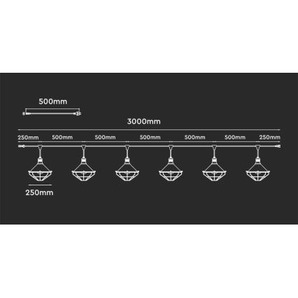 Iluminação de jardim suspensa LED STRING 3m 6xE27/8W/230V IP65 preta