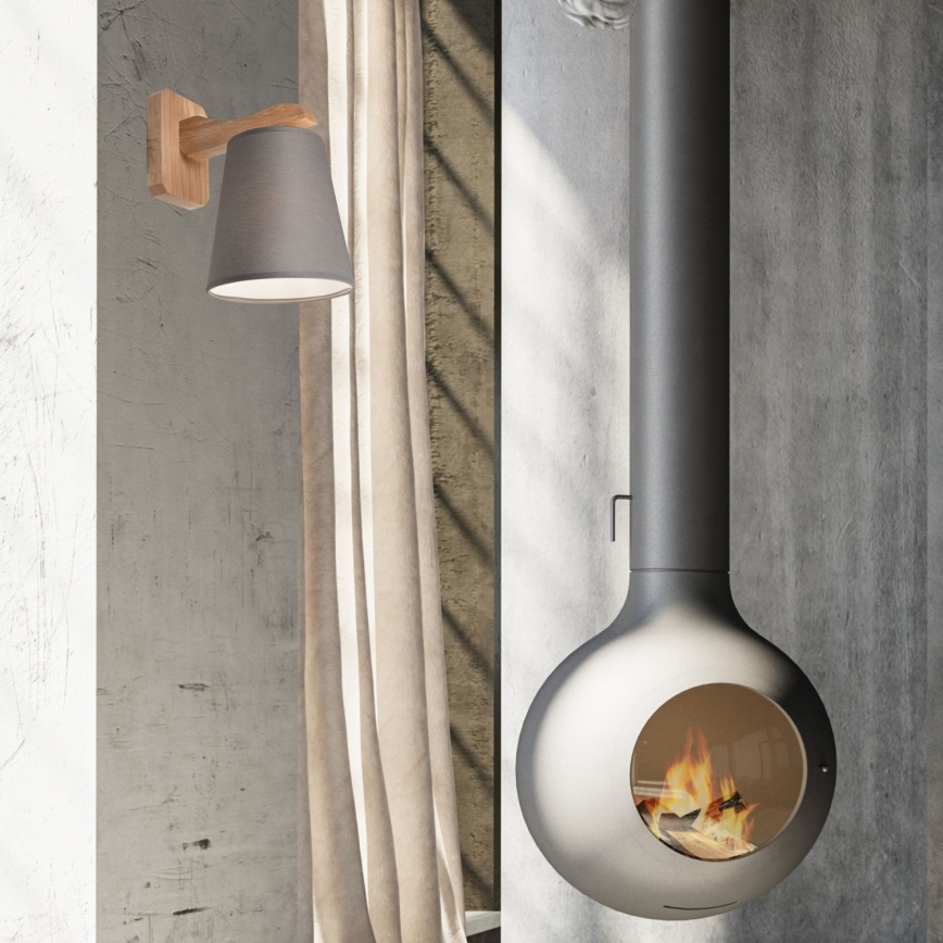 Iluminação de parede ANDREA 1xE27/60W/230V carvalho/cinzento