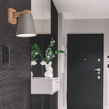 Iluminação de parede ANDREA 1xE27/60W/230V carvalho/cinzento