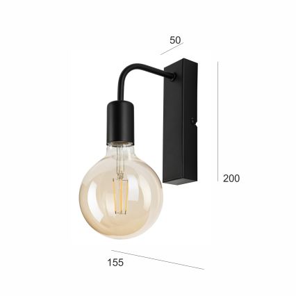 Iluminação de parede ASTRID 1xE27/60W/230V mate preto