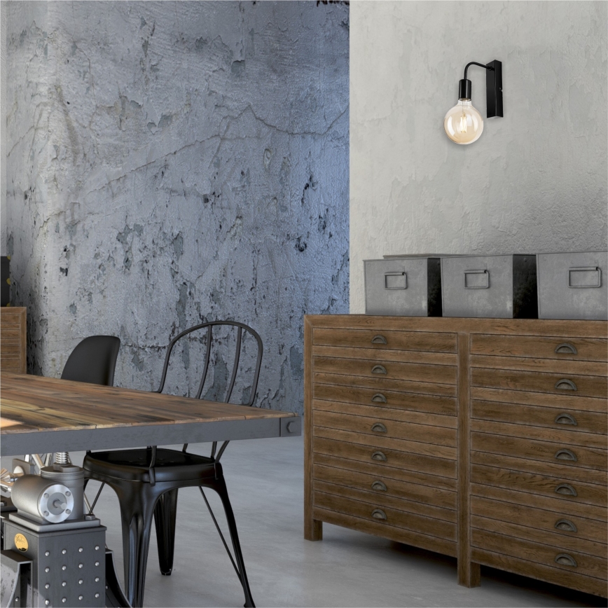 Iluminação de parede ASTRID 1xE27/60W/230V preto brilhante