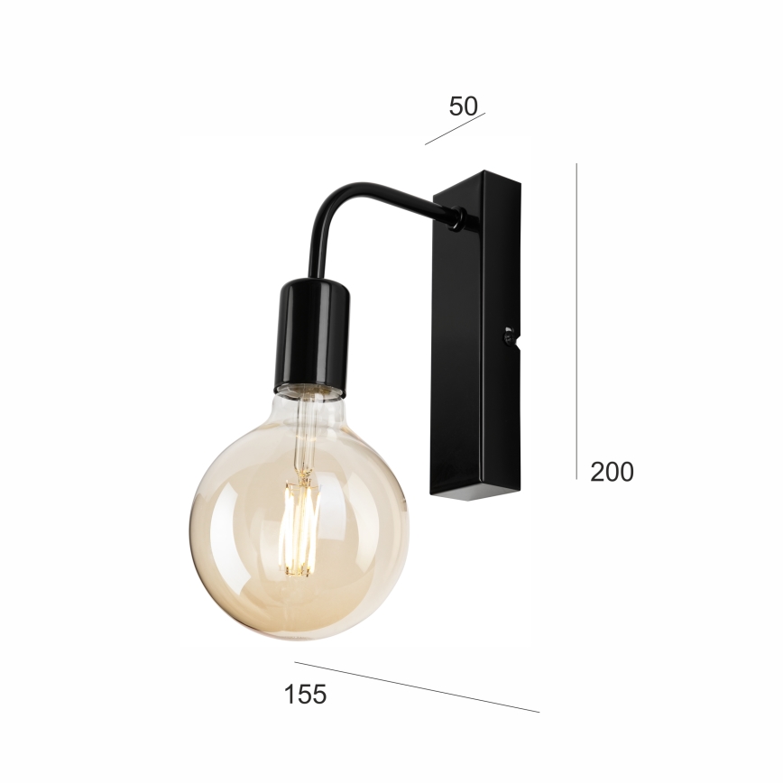 Iluminação de parede ASTRID 1xE27/60W/230V preto brilhante