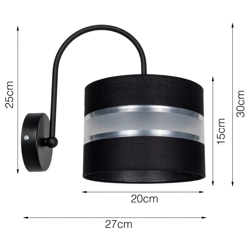 Iluminação de parede CORAL 1xE27/60W/230V preto