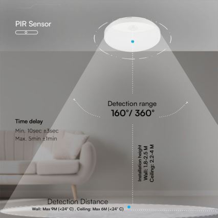 Iluminação de parede para casa de banho LED com sensor SAMSUNG CHIP LED/15W/230V 3000/4000/6000K IP44 branco