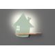 Iluminação de parede de criança LED com uma prateleira HOUSE LED/4W/230V verde/madeira