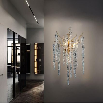 Iluminação de parede de cristal 3xG9/40W/230V Rosa dourado