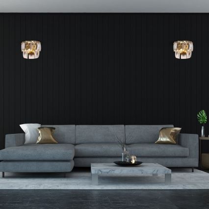Iluminação de parede de cristal CHELSEA 2xE14/40W/230V dourada
