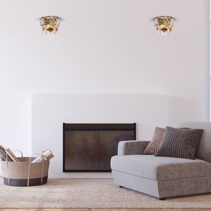 Iluminação de parede de cristal CHELSEA 2xE14/40W/230V dourada