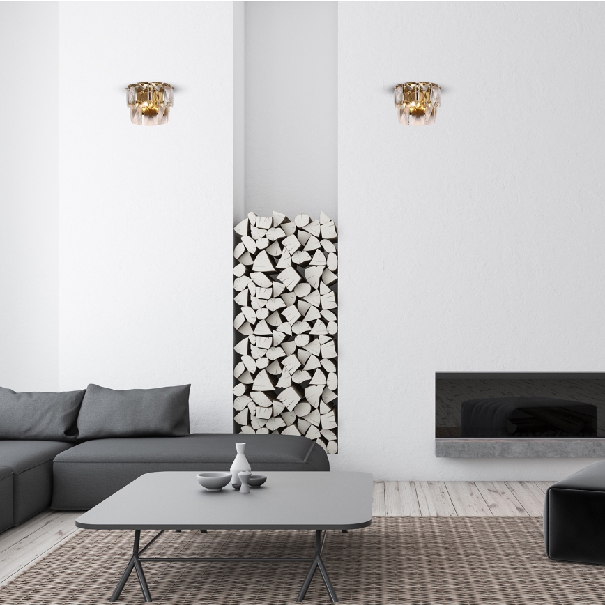 Iluminação de parede de cristal CHELSEA 2xE14/40W/230V dourada