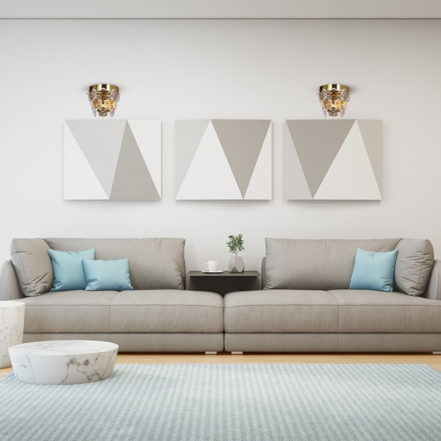 Iluminação de parede de cristal GRACE 2xE14/40W/230V dourada