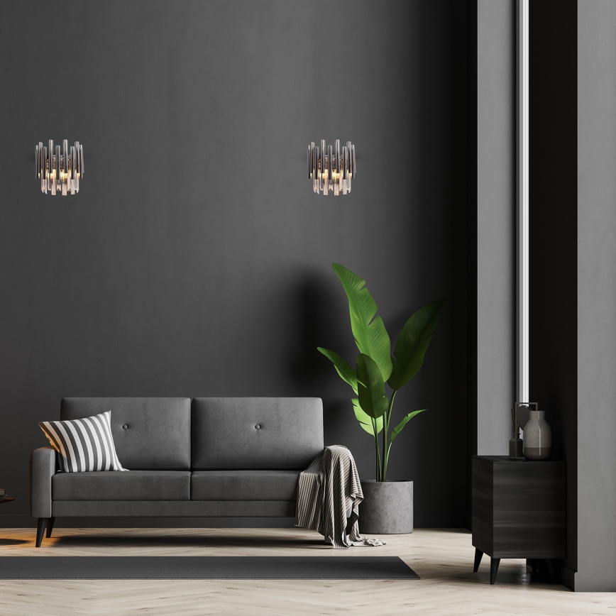 Iluminação de parede de cristal MADISON 2xE14/40W/230V cromado brilhante