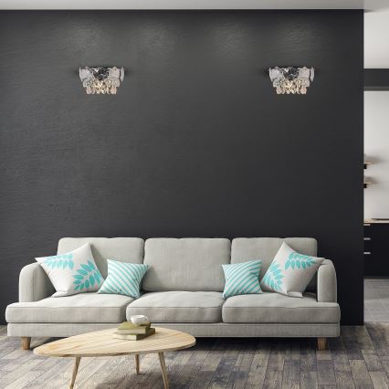 Iluminação de parede de cristal SELENA 2xE14/40W/230V cromado brilhante