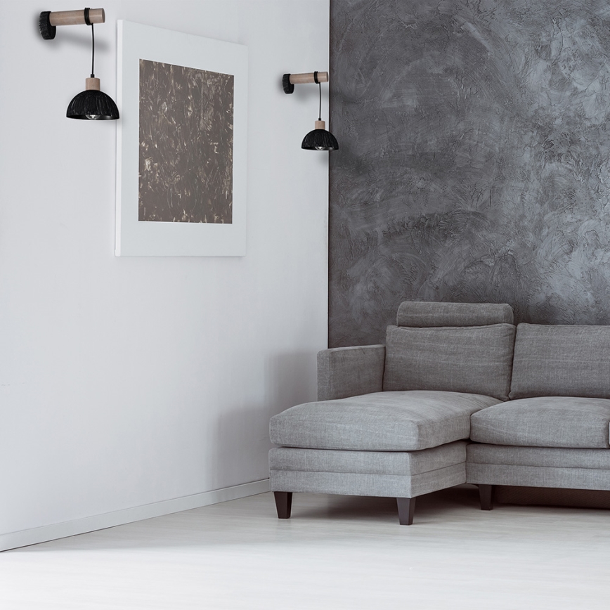 Iluminação de parede ERIK 1xE27/60W/230V castanha/preta