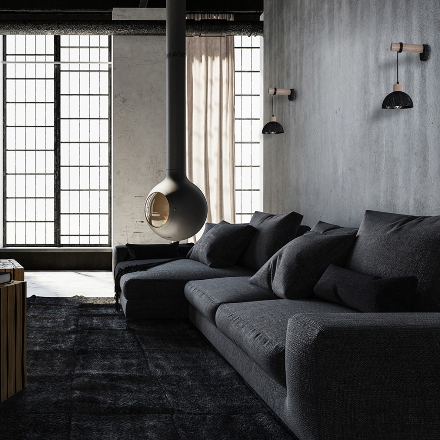 Iluminação de parede ERIK 1xE27/60W/230V castanha/preta