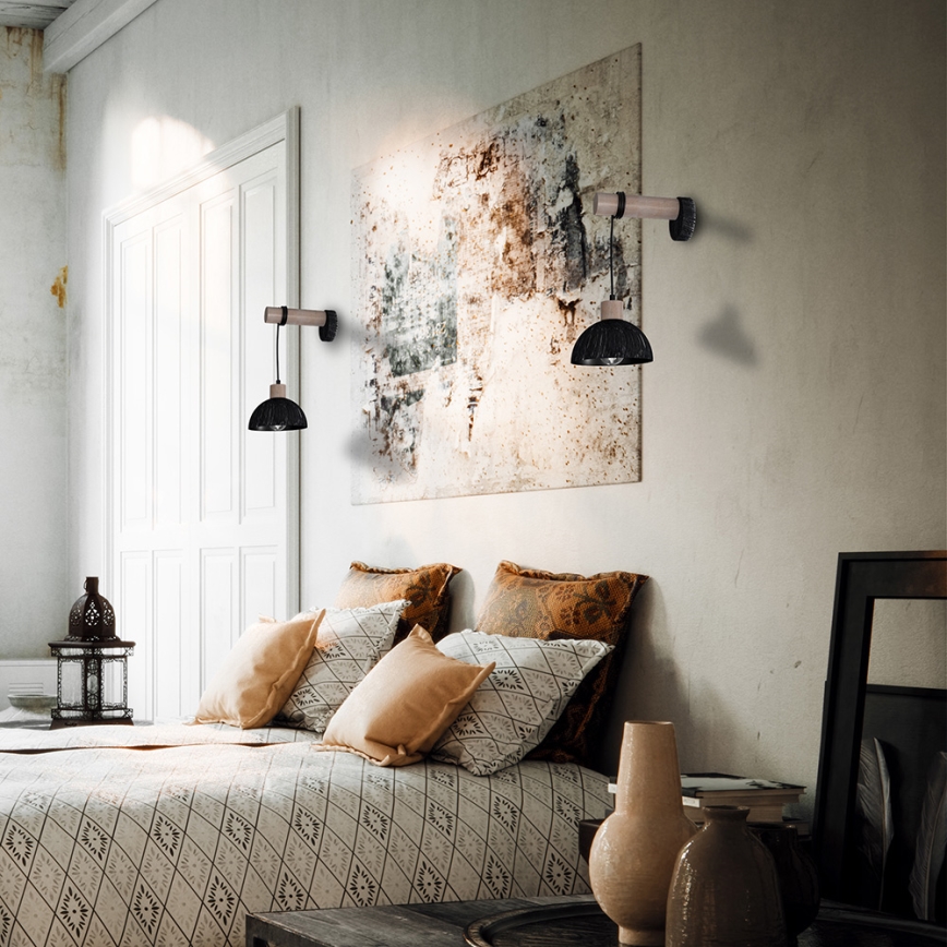 Iluminação de parede ERIK 1xE27/60W/230V castanha/preta