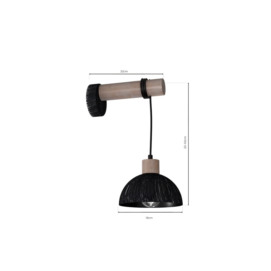 Iluminação de parede ERIK 1xE27/60W/230V castanha/preta