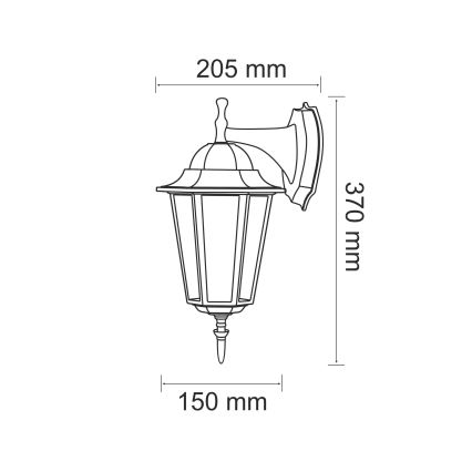 Iluminação de parede exterior 1xE27/20W/230V IP43 pátina