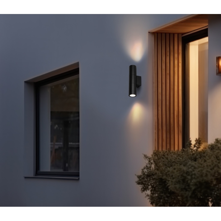 Iluminação de parede exterior 2xGU10/35W/230V IP54 redondo preto