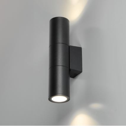Iluminação de parede exterior 2xGU10/35W/230V IP54 redondo preto