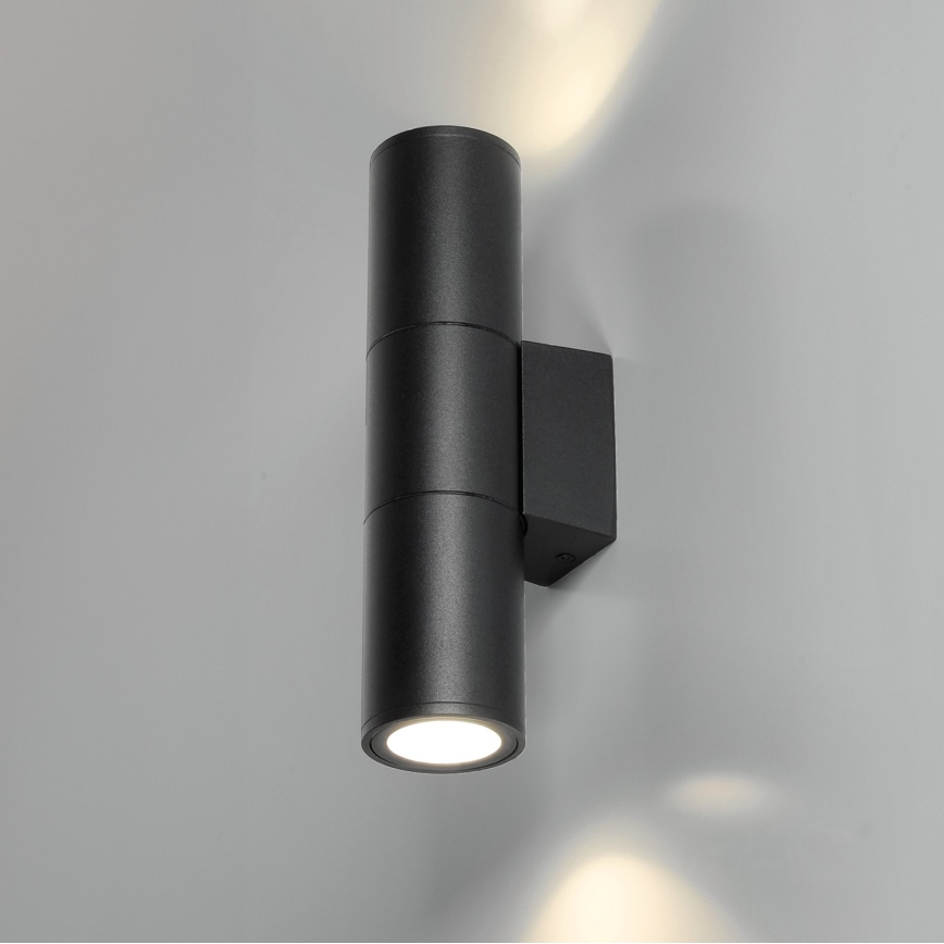 Iluminação de parede exterior 2xGU10/35W/230V IP54 redondo preto