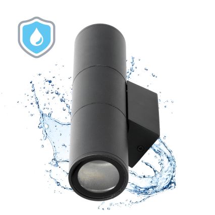 Iluminação de parede exterior 2xGU10/35W/230V IP54 redondo preto