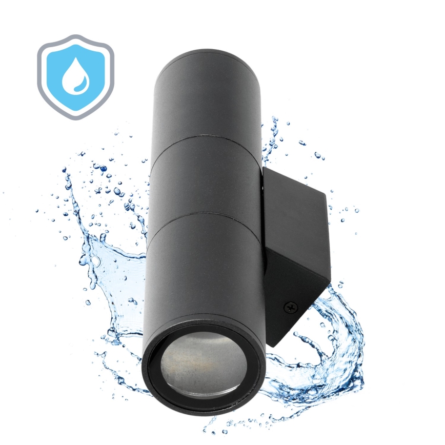 Iluminação de parede exterior 2xGU10/35W/230V IP54 redondo preto