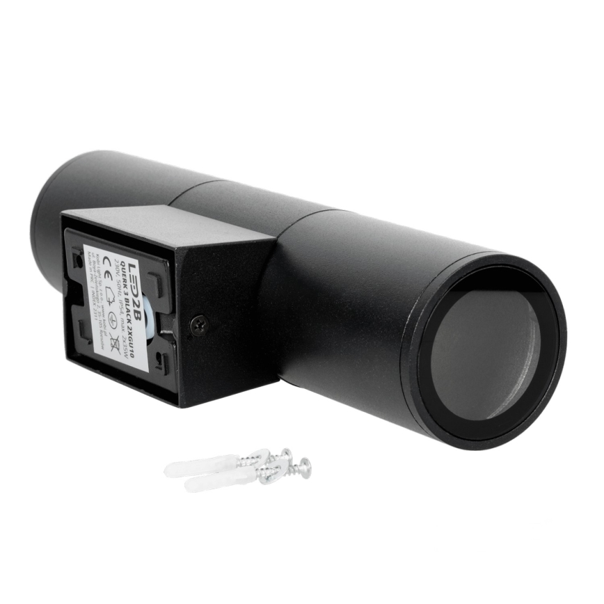 Iluminação de parede exterior 2xGU10/35W/230V IP54 redondo preto