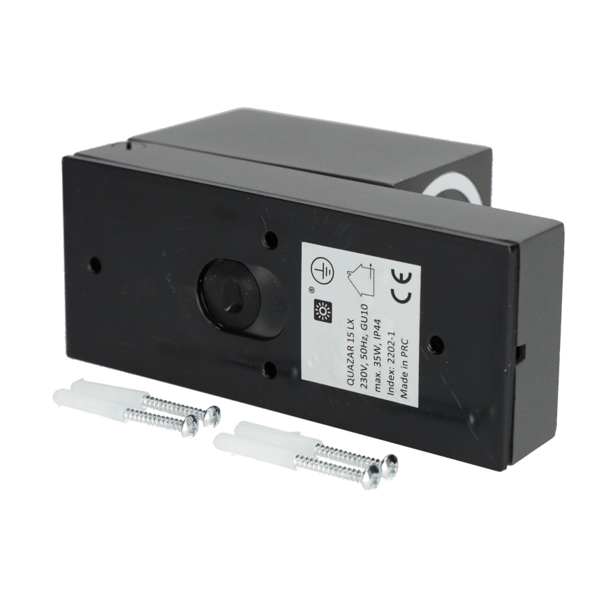 Iluminação de parede exterior com sensor QUAZAR 1xGU10/35W/230V IP44 cinzenta