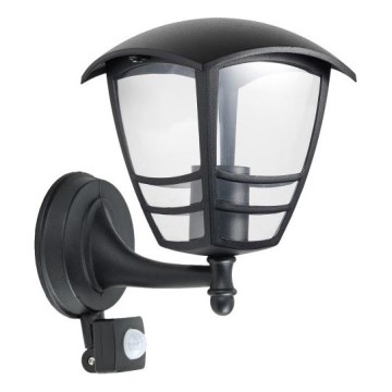 Iluminação de parede exterior com sensor TEVIO 1xE27/60W/230V IP54 preto