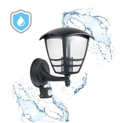 Iluminação de parede exterior com sensor TEVIO 1xE27/60W/230V IP54 preto