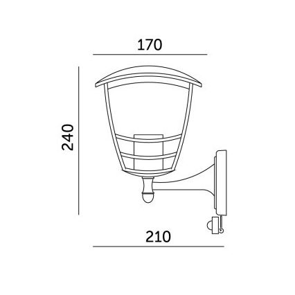 Iluminação de parede exterior com sensor TEVIO 1xE27/60W/230V IP54 preto